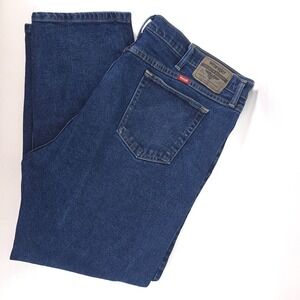 Wrangler Relax‎ Fit Jeans Men 42x30 5 Star Premium Denim Straight Flex Dark Wash